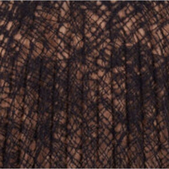 D.EXTERIOR Black & Nude Spider Web Embroidered Plissé Skirt Wool Mix Sheer - Picture 3 of 10